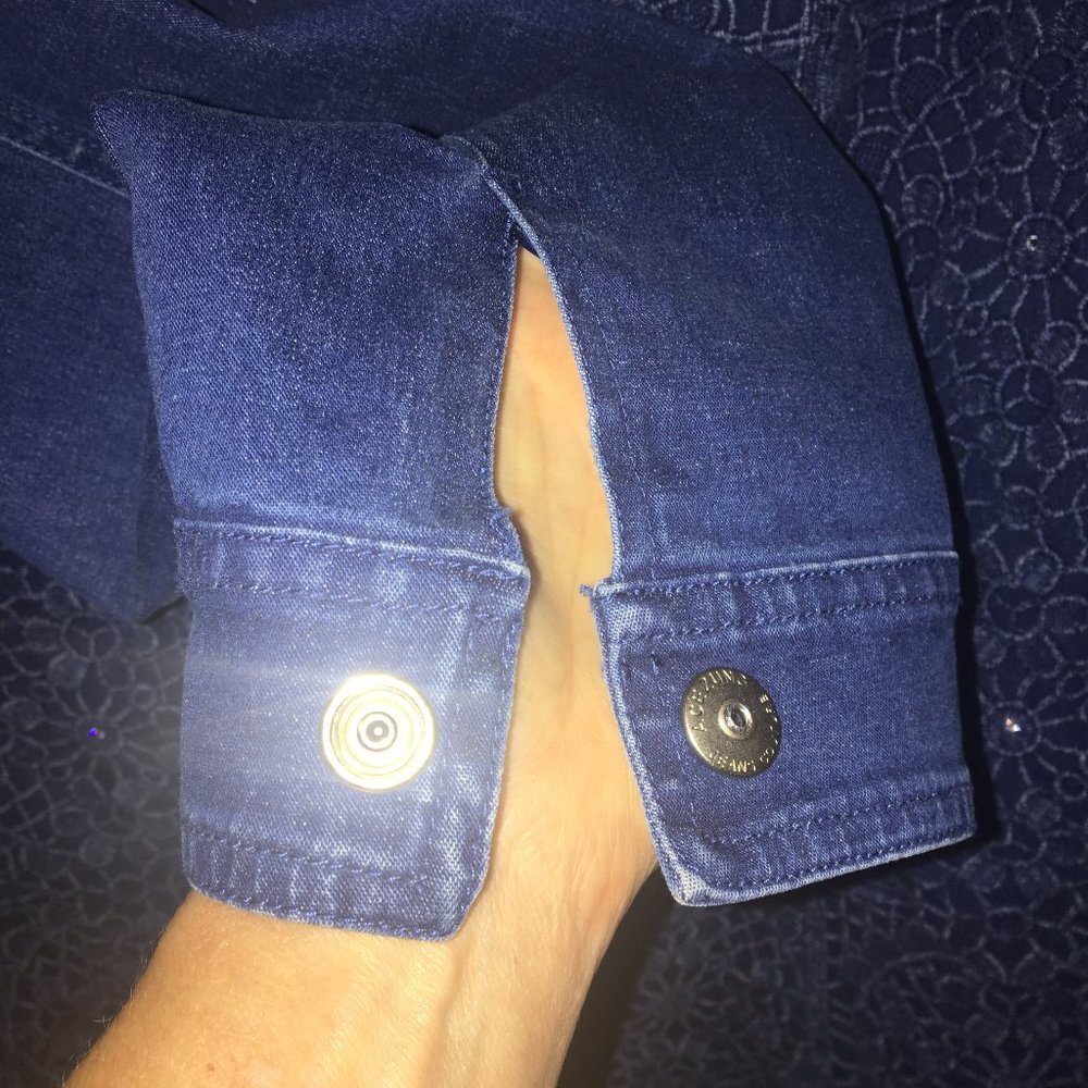 Acezung Denim Blazer w/ Cutwork Lace Size 14 - Picture 5 of 10
